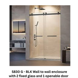 Jaguar S830 G - BLK Wall to wall enclosure with 2 fixed glass and 1 openable door - 2401 - 2800 mm