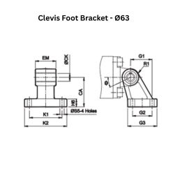 Janatics Pneumatic Clevis Foot Bracket - Ø63