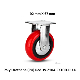 Supo Poly Polyurethane (PU) Red Caster Wheel - IV-Z104-FX100-PU-R - 92 mm X 67 mm