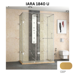 Jaquar IARA 1840-U - 4 Part U Shaped shower enclosure - 3201 x 3600 mm - Gold Bright PVD