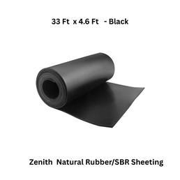 Zenith Natural Rubber/SBR Sheeting - 33 Ft x 4.6 Ft - Black