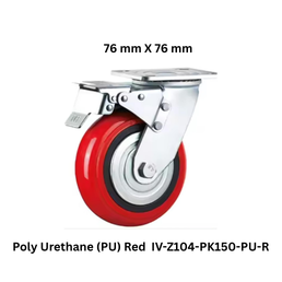 Supo Poly Polyurethane (PU) Red Caster Wheel - IV-Z104-PK150-PU-R - 76 mm X 76 mm