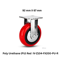 Supo Poly Polyurethane (PU) Red Caster Wheel - IV-Z104-FX200-PU-R - 92 mm X 67 mm