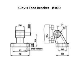 Janatics Pneumatic Clevis Foot Bracket - Ø37