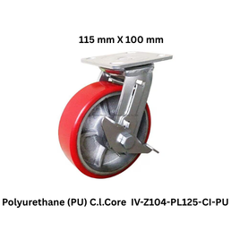 Supo Poly Polyurethane (PU) C.l.Core Caster Wheel - IV-Z104-PL125-CI-PU - 115 mm X 100 mm