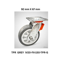 Supo Poly TPR Grey Caster Wheel - IV20-FX-150-TPR-G - 92 mm X 67 mm