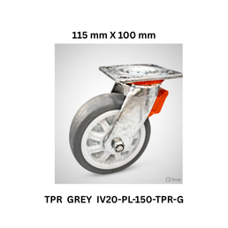 Supo Poly TPR Grey Caster Wheel - IV20-PL-150-TPR-G - 115 mm X 100 mm