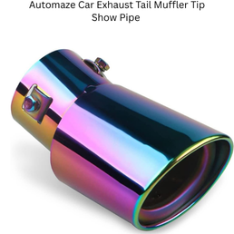 Automaze Car Exhaust Tail Muffler Tip Show Pipe 60mm, Curved Oval, Stainless Steel (Multicolor)