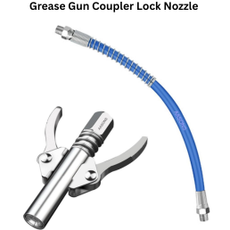 Aasons Grease Gun Coupler Lock Nozzle With Flex Hose High Pressure Dual Handle For Manual Pneumatic Electric Grease Gun Coupler