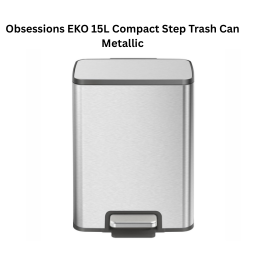 Obsessions EKO 15L Compact Step Trash Can Metallic Rectangular Pedal Bin with Lid