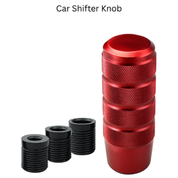 Car Shifter Knob, Aluminum Weighted Automotive Gear Shift Manual knobs Lever with 3 Threaded Adapters M8 M10 M12 x 1.25, Universal for Vehicle (Red)