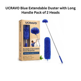 UCRAVO Blue Extendable Duster with Long Handle Pack of 2 Heads