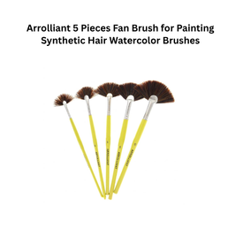 Arrolliant 5 Pieces Fan Brush for Painting Synthetic Hair Watercolor Brushes