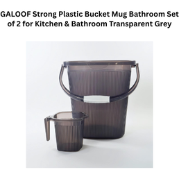 GALOOF Strong Plastic Bucket Mug Bathroom Set of 2 for Kitchen & Bathroom Transparent Grey
