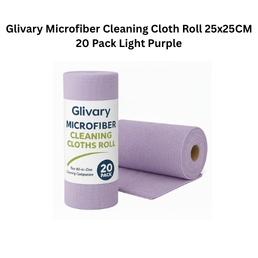 Glivary Microfiber Cleaning Cloth Roll 25x25CM 20 Pack Light Purple
