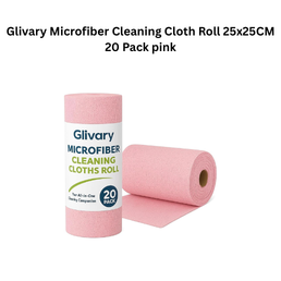 Glivary Microfiber Cleaning Cloth Roll 25x25CM 20 Pack pink