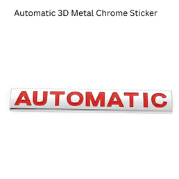 Automatic 3D Metal Chrome Sticker Emblem Badge-Stylish Logo for Cars, Bikes & More- Size 10.3x1.6cm- Premium Vehicle Accessories Silver Rubby