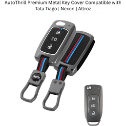 AutoThrill Premium Metal Key Cover Compatible with Tata Tiago | Nexon | Altroz | Safari | Storme | Zest | Bolt | Tigor | Punch | Hexa 3 Button Flip Key