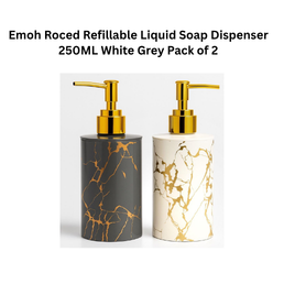 Emoh Roced Refillable Liquid Soap Dispenser 250ML White Grey Pack of 2
