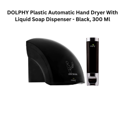 DOLPHY Plastic Automatic Hand Dryer With Liquid Soap Dispenser - Black, 300 Ml