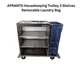 APRANTO Housekeeping Trolley 3 Shelves Removable Laundry Bag