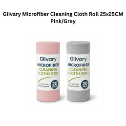 Glivary Microfiber Cleaning Cloth Roll 25x25CM Pink/Grey