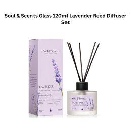 Soul & Scents Glass 120ml Lavender Reed Diffuser Set