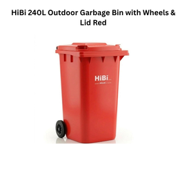 HiBi 240L Outdoor Garbage Bin with Wheels & Lid Red