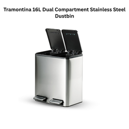 Tramontina 16L Dual Compartment Stainless Steel Dustbin
