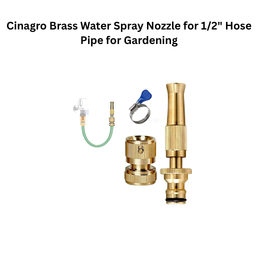 Cinagro Brass Water Spray Nozzle for 1/2" Hose Pipe for Gardening