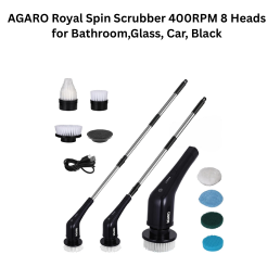 Agaro Royal Spin Scrubber 400RPM 8 Heads for Bathroom,Glass, Car, Black