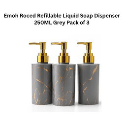 Emoh Roced Refillable Liquid Soap Dispenser 250ML Grey Pack of 3