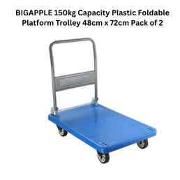 BIGAPPLE 150kg Capacity Plastic Foldable Platform Trolley 48cm x 72cm Pack of 2