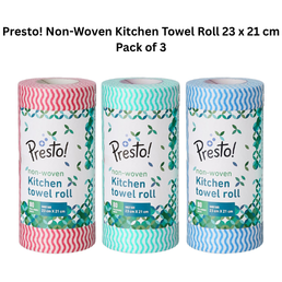 Presto! Non-Woven Kitchen Towel Roll 23 x 21 cm Pack of 3