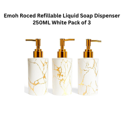 Emoh Roced Refillable Liquid Soap Dispenser 250ML White Pack of 3