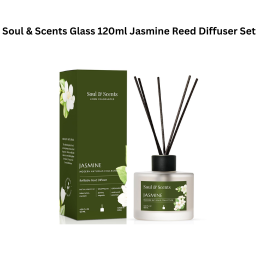 Soul & Scents Glass 120ml Jasmine Reed Diffuser Set