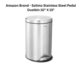 Amazon Brand - Solimo Stainless Steel Pedal Dustbin 10" X 15"