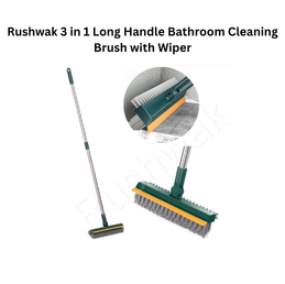 Rushwak 3 in 1 Long Handle Bathroom Cleaning Brush with Wiper