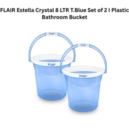 FLAIR Estella Crystal 8 LTR T.Blue Set of 2 I Plastic Bathroom Bucket