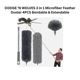 DODGE 'N WOLVES 3 in 1 Microfiber Feather Duster 4PCS Bendable & Extendable