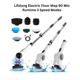 Lifelong Electric Floor Mop 90 Min Runtime 3 Speed Modes
