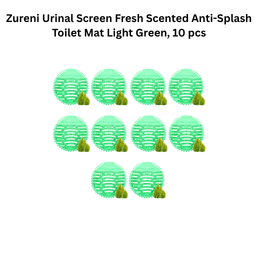 Zureni Urinal Screen Fresh Scented Anti-Splash Toilet Mat Light Green, 10 pcs