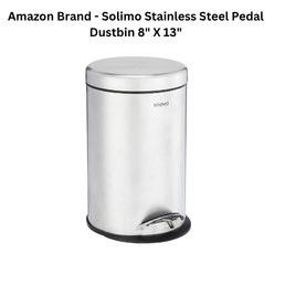 Amazon Brand - Solimo Stainless Steel Pedal Dustbin 8" X 13"