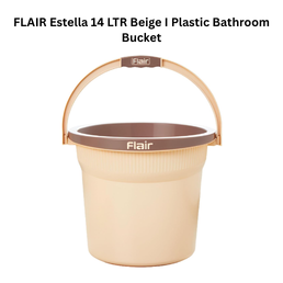 FLAIR Estella 14 LTR Beige I Plastic Bathroom Bucket