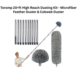 Toromp 20+ft High Reach Dusting Kit - Microfiber Feather Duster & Cobweb Duster