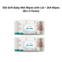 Silk Soft Baby Wet Wipes with Lid – 164 Wipes (82 x 2 Packs)