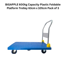 BIGAPPLE 600kg Capacity Plastic Foldable Platform Trolley 63cm x 105cm Pack of 3