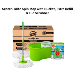 Scotch-Brite Spin Mop with Bucket, Extra Refill & Tile Scrubber