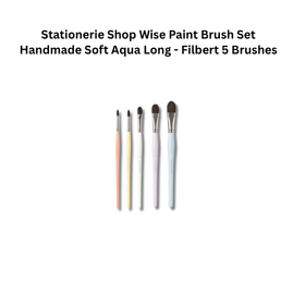 Paint Brush Set Handmade Soft Aqua Long - Filbert 5 Brushes