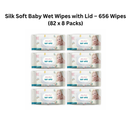 Silk Soft Baby Wet Wipes with Lid – 656 Wipes (82 x 8 Packs)